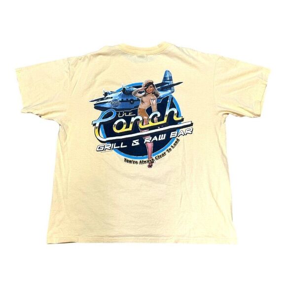 The Conch Grill & Raw Bar Airplane T-Shirt XL Pinup Girl Flight Attendant Beige - Picture 6 of 6